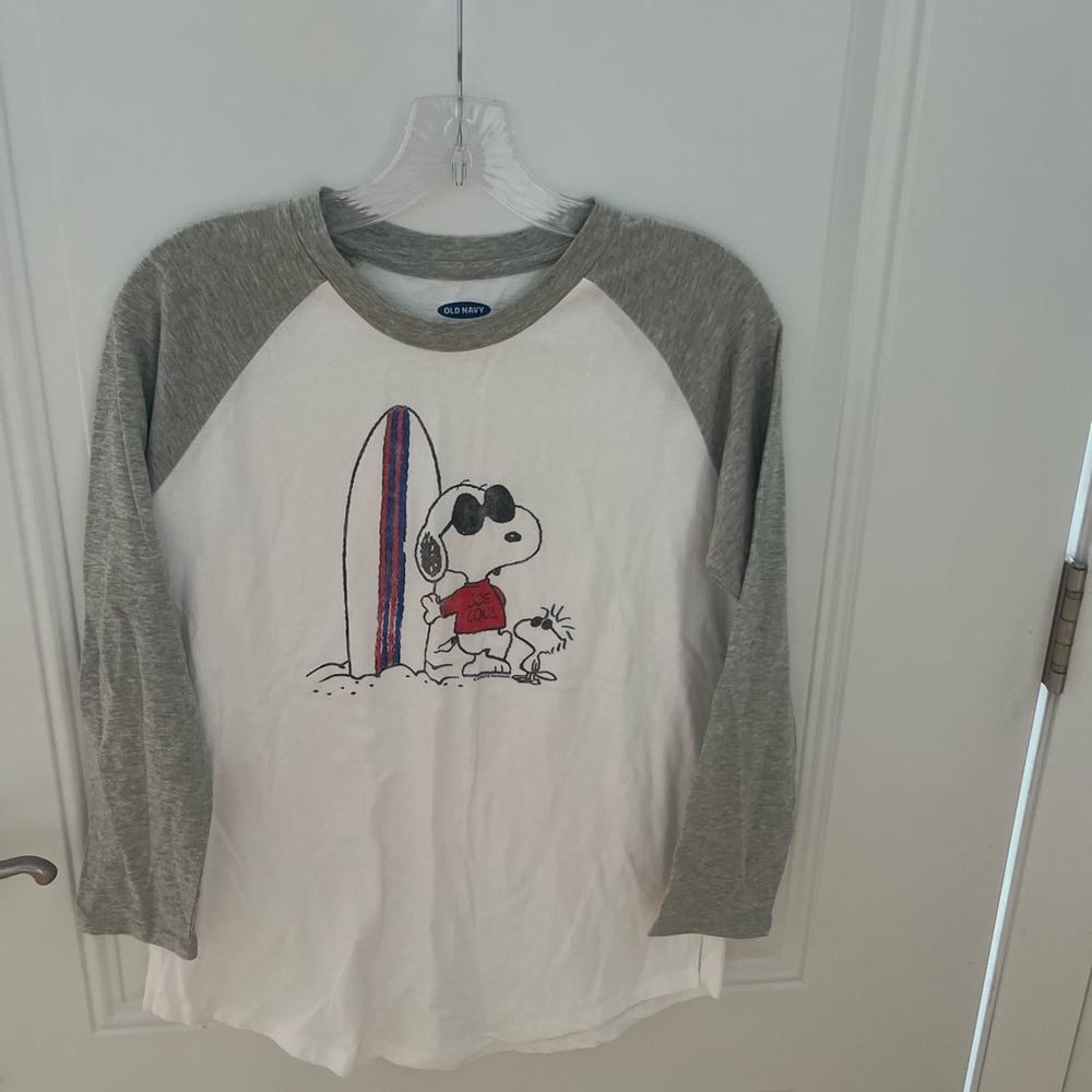 Old Navy Gray and White Snoopy Long Sleeve Tee (Unisex), NEW with TAG ON